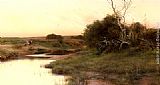 Emilio Sanchez-Perrier On The River's Edge At Dusk painting